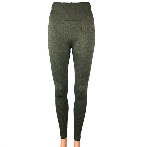 Gymshark Vital Seamless Gray Green Mid Rise Yoga Gym Ankle Leggings Pants Size S - Picture 1 of 5